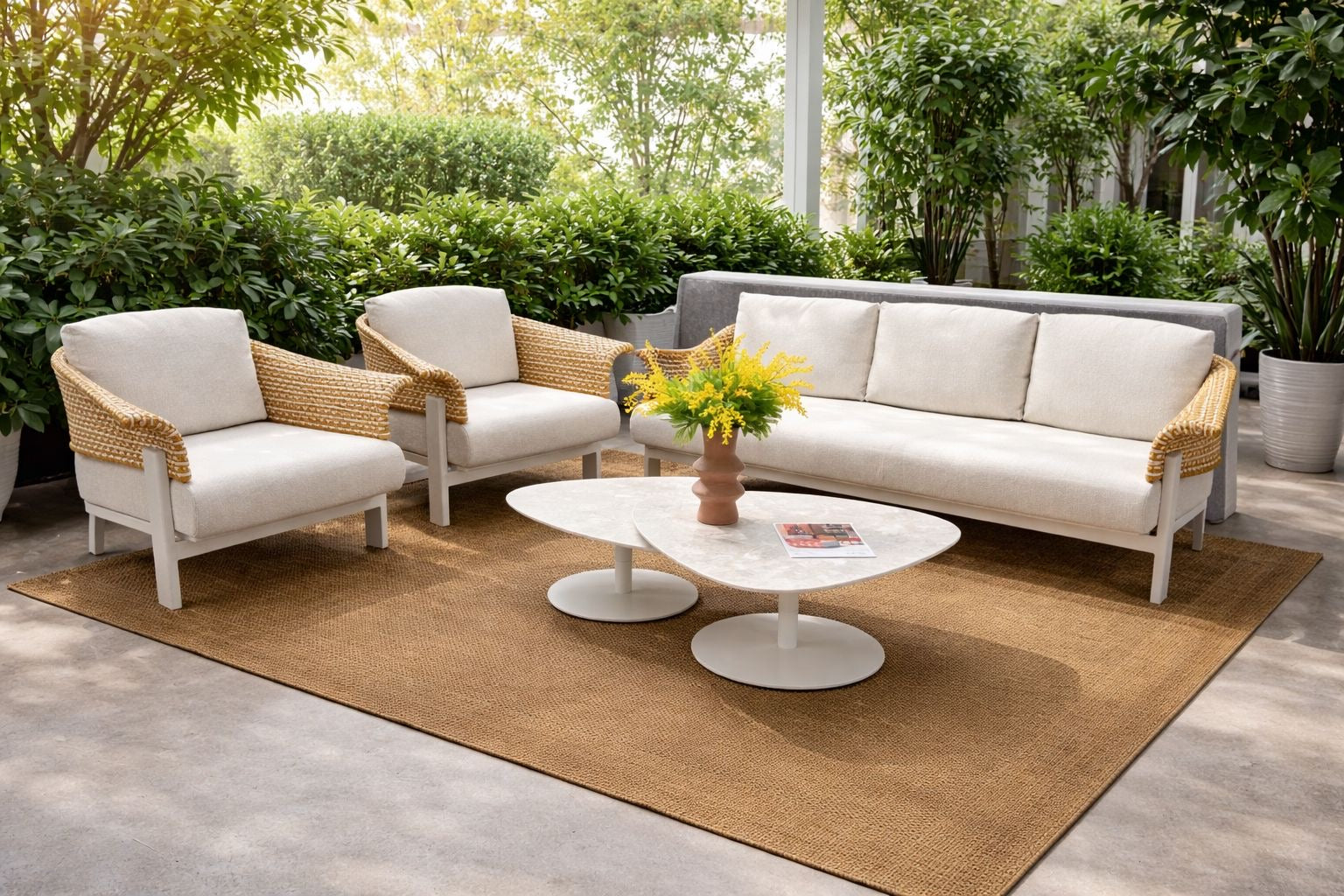 Gold Shell 5 Pieces Outdoor Lounge Setting