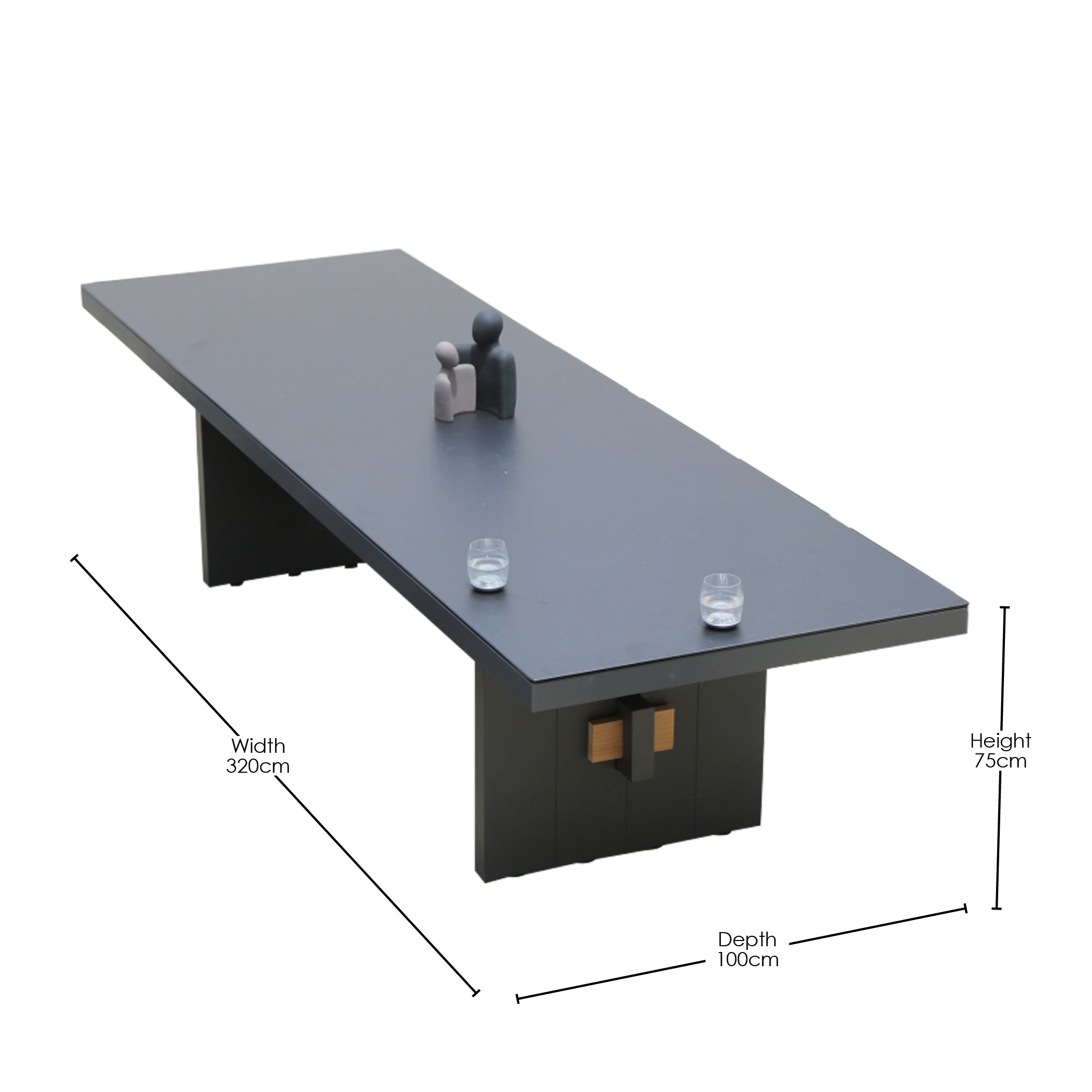 Washington Bridge | 320x100cm | Outdoor Dining Table | Charcoal Ceramic Glass & Aluminium