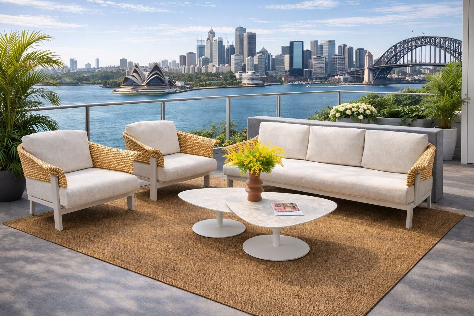 Gold Shell 5 Pieces Outdoor Lounge Setting