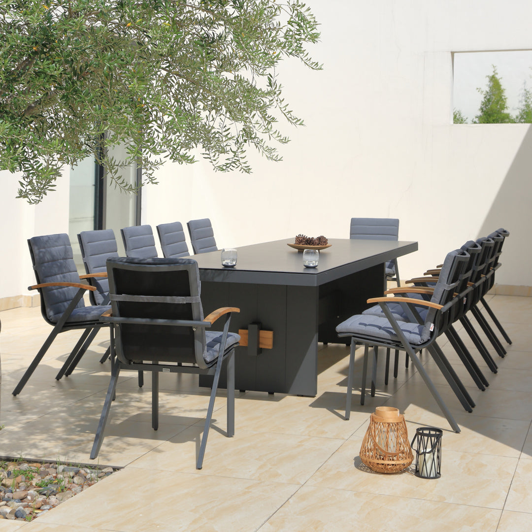 Washington Bridge | 320x100cm | Outdoor Dining Table | Charcoal Ceramic Glass & Aluminium