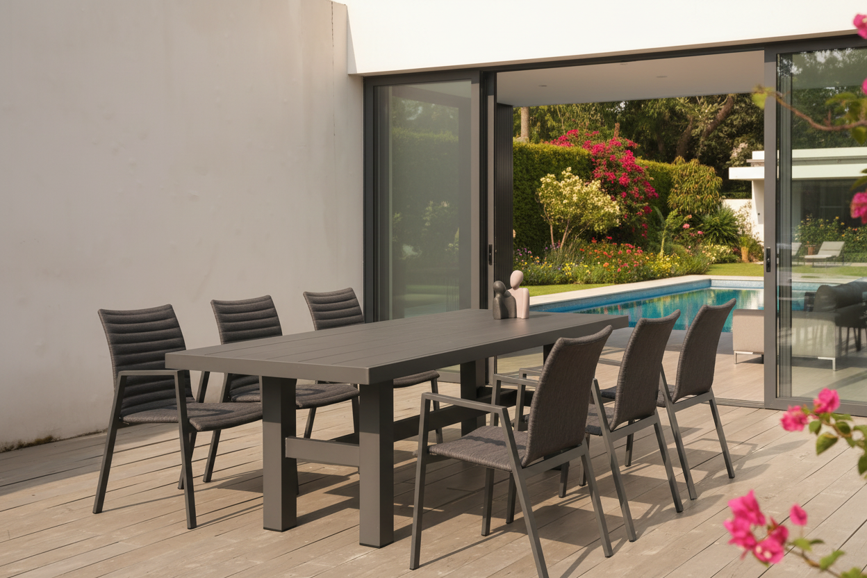 Auburn Dining Table 240cm | Charcoal Aluminium