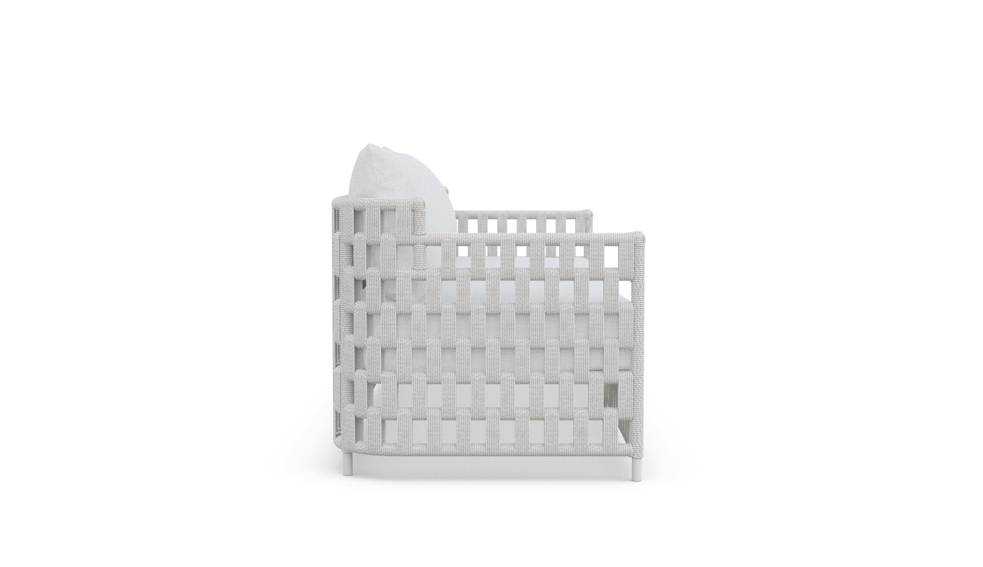 Santa Cruz 3 Pc | Swivel Club | Outdoor Lounge Setting | White Aluminium & Rope