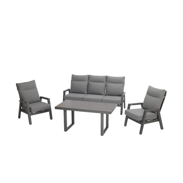 Alura 4 Pc Recliner Outdoor Lounge Setting Charcoal