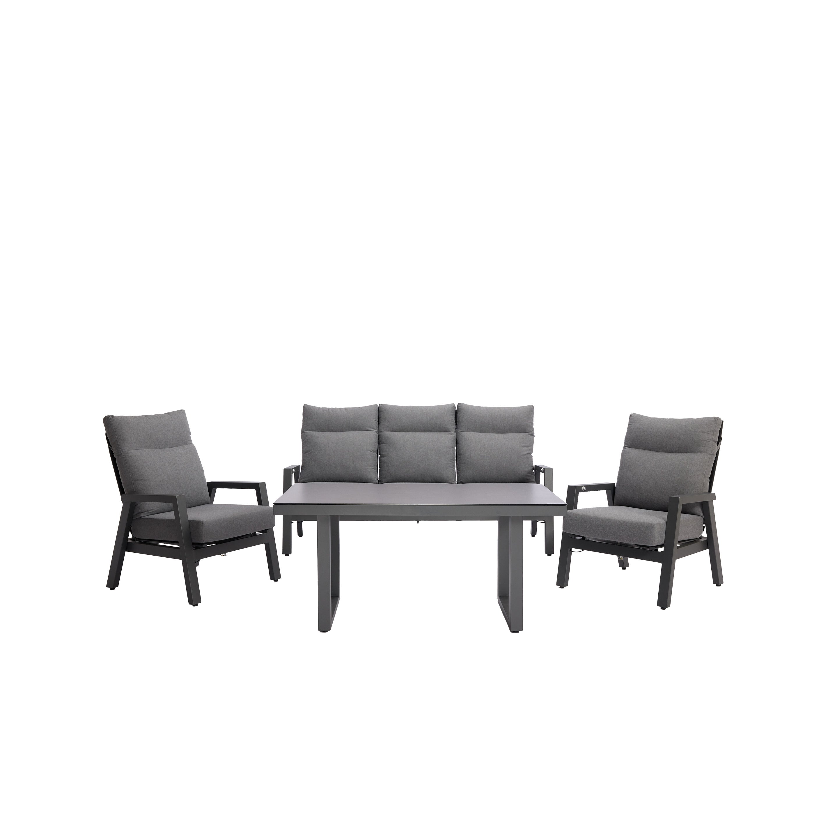 Alura 4 Pc Recliner Outdoor Lounge Setting Charcoal