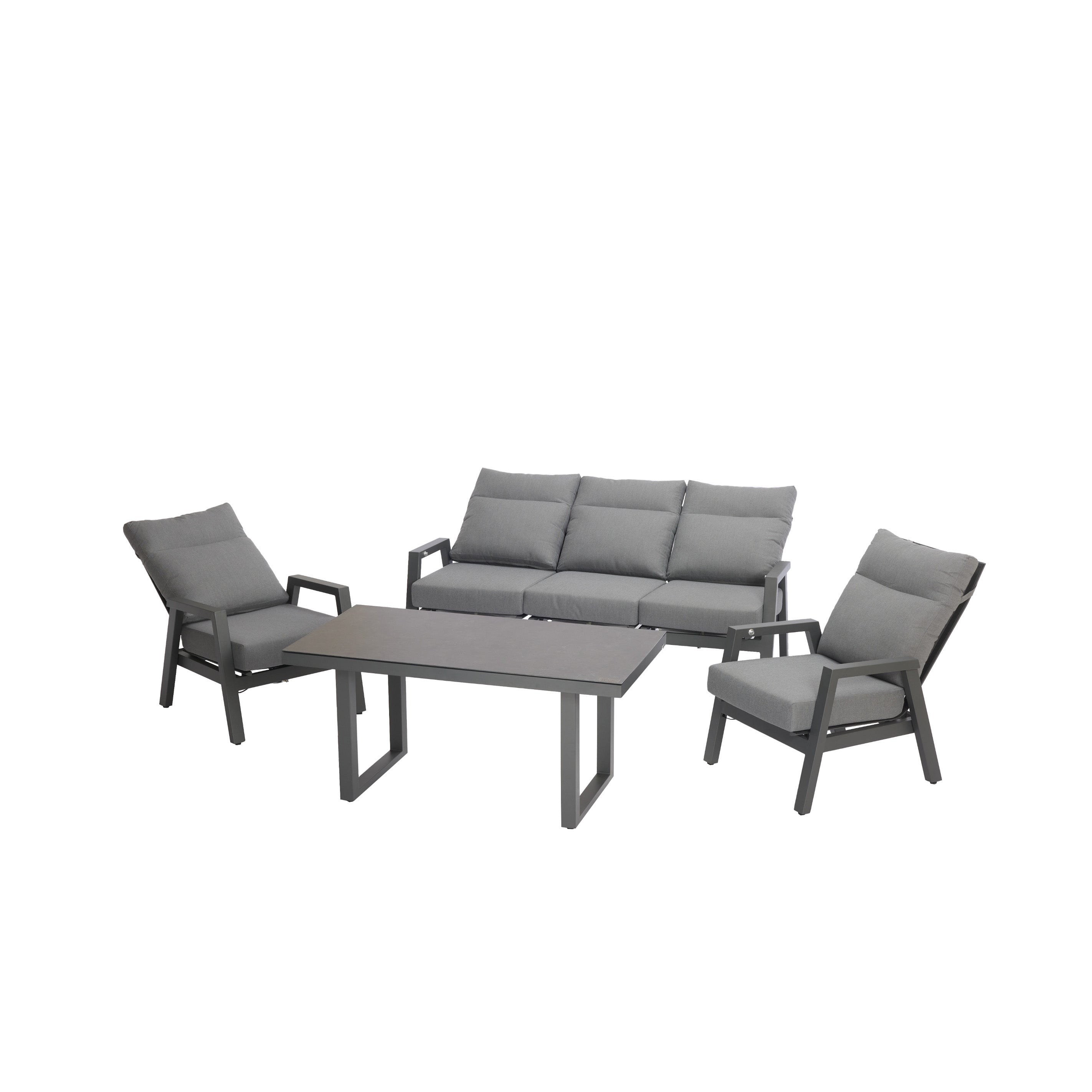 Alura 4 Pc Recliner Outdoor Lounge Setting Charcoal