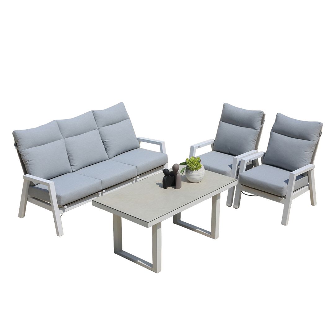 Alura 4 Pc Recliner Outdoor Lounge Setting White