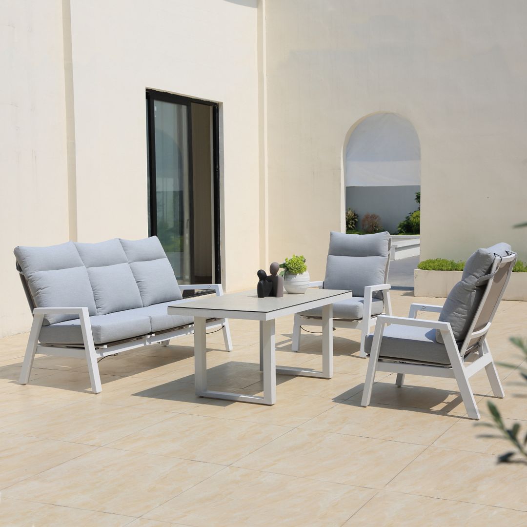 Alura 4 Pc Recliner Outdoor Lounge Setting White