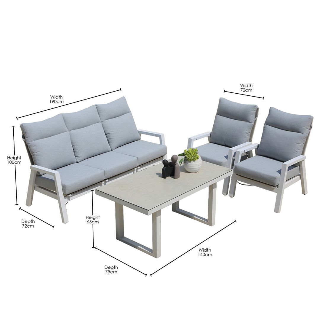 Alura 4 Pc Recliner Outdoor Lounge Setting White
