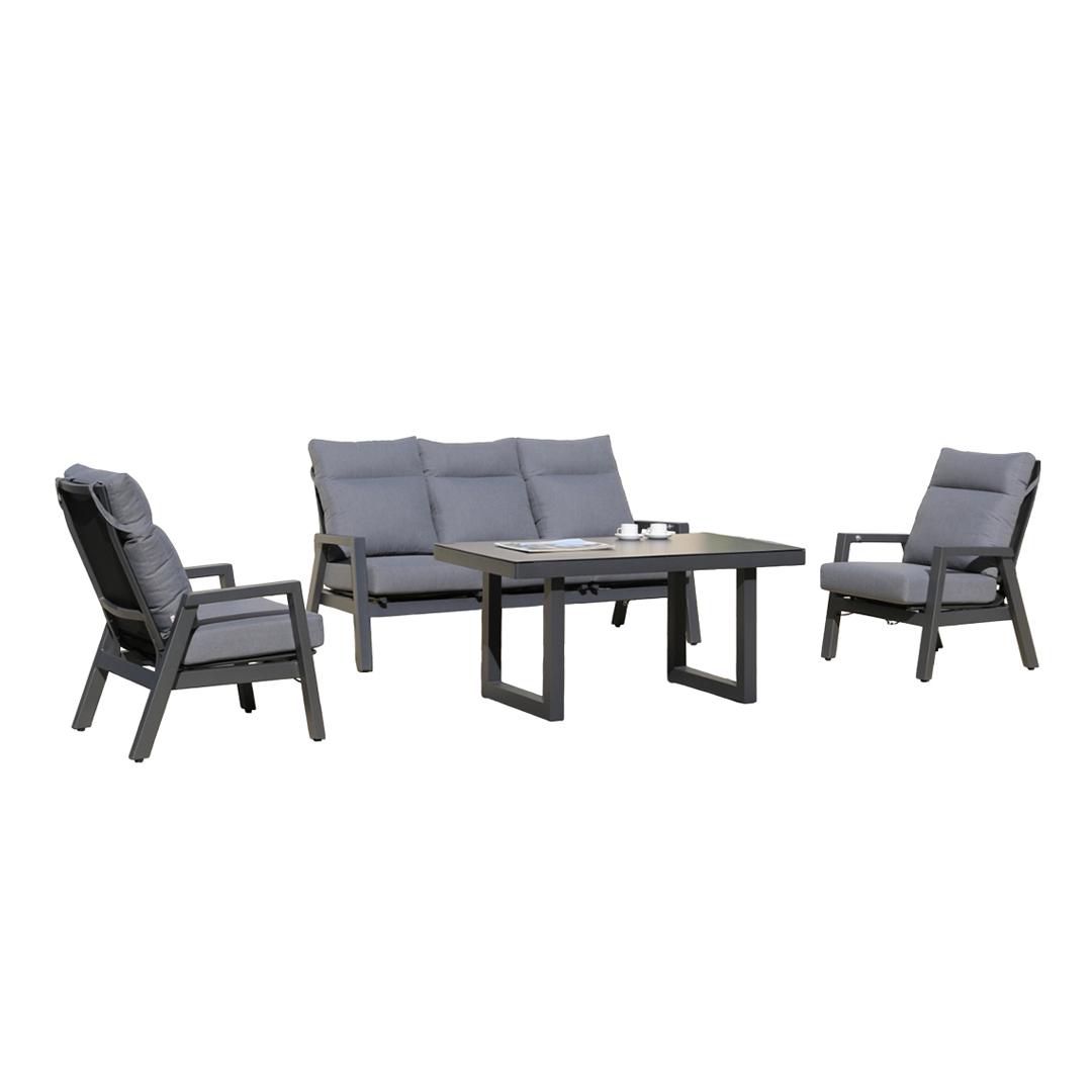 Alura 4 Pc Recliner Outdoor Lounge Setting Charcoal