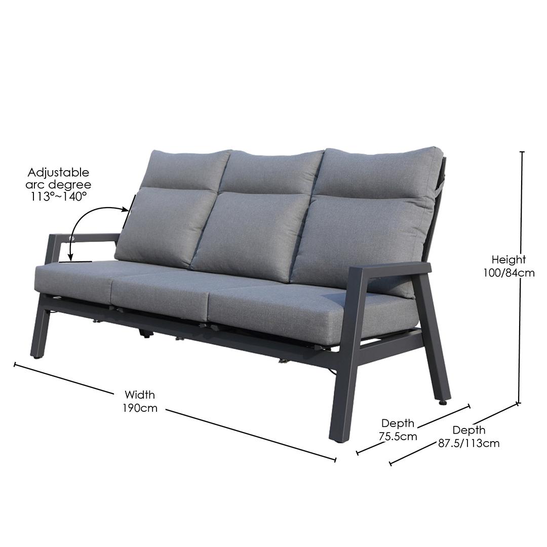 Alura 4 Pc Recliner Outdoor Lounge Setting Charcoal