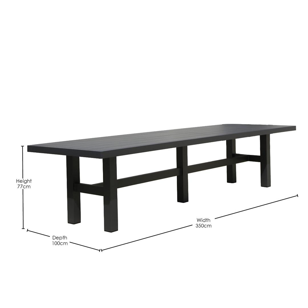Auburn Dining Table 350cm | Charcoal Aluminium