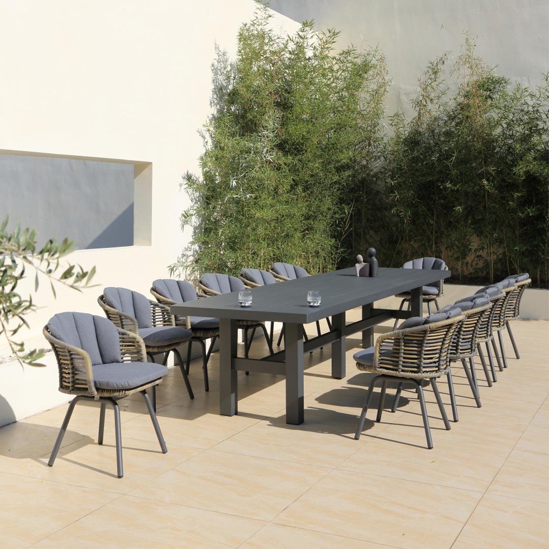Auburn Dining Table 350cm | Charcoal Aluminium