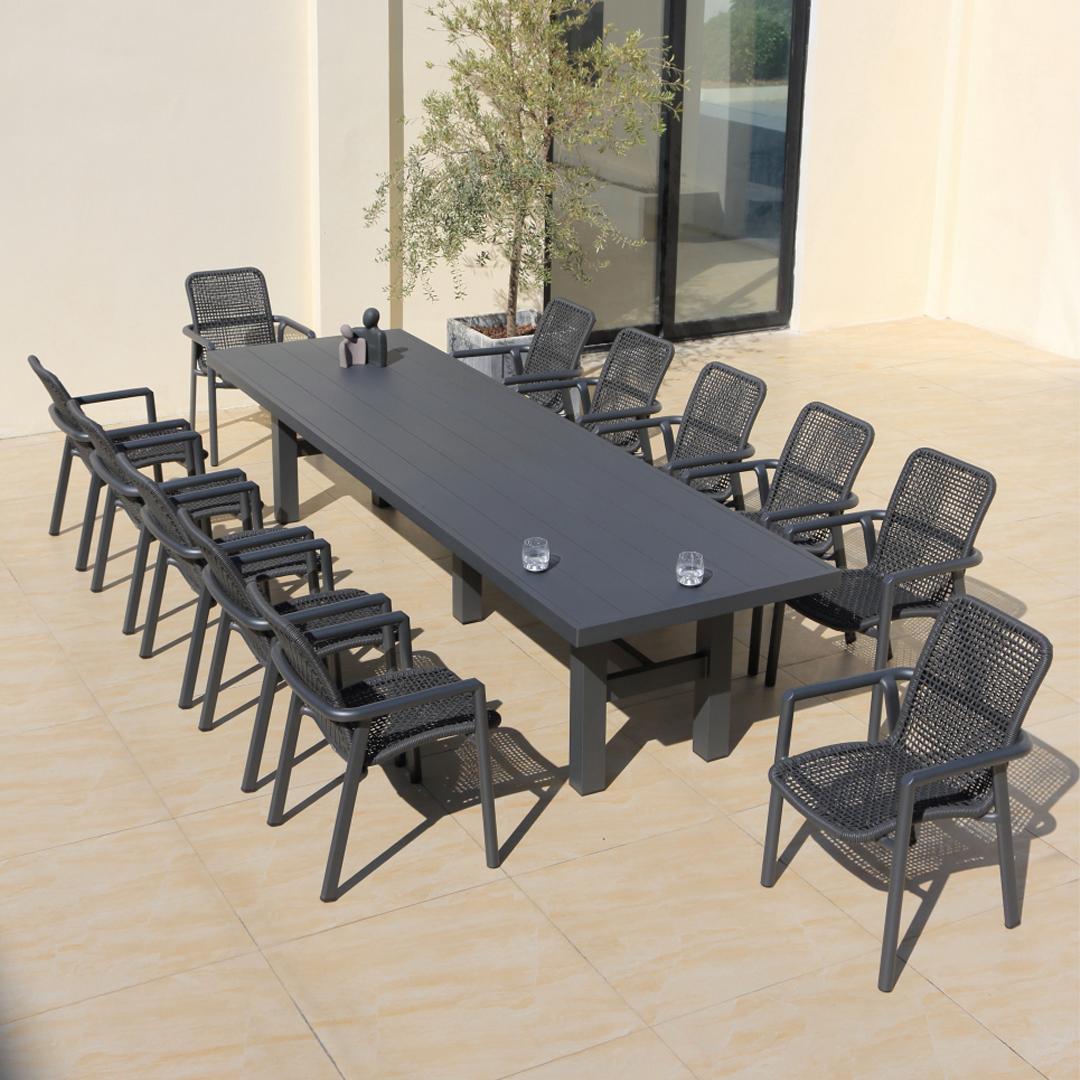 Auburn Dining Table 350cm | Charcoal Aluminium