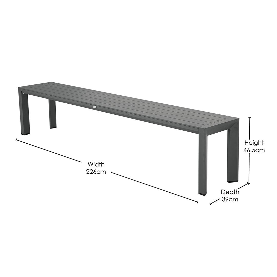 Berlin Outdoor Bench | Charcoal Aluminium | 226x46m