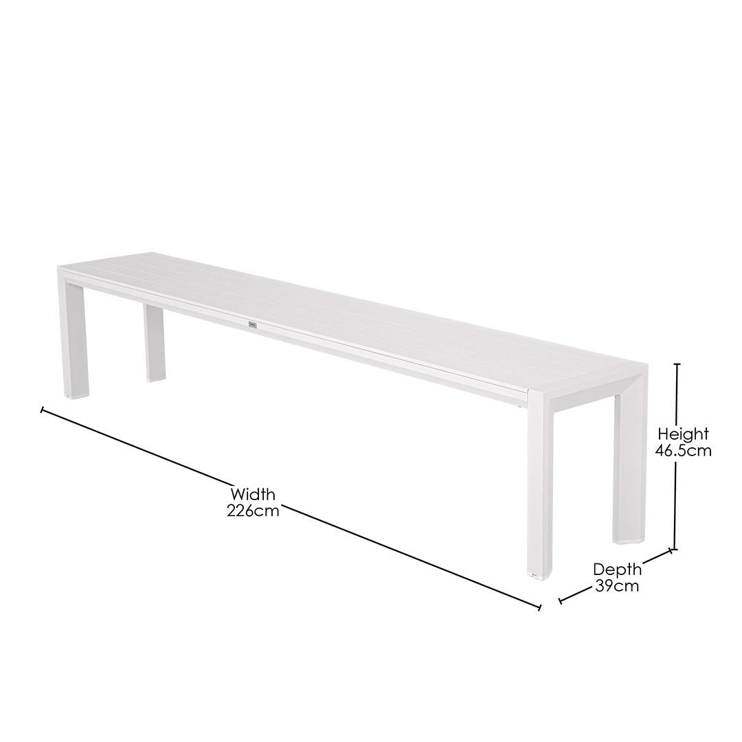 Berlin Outdoor Bench | White Aluminium | 226x46m
