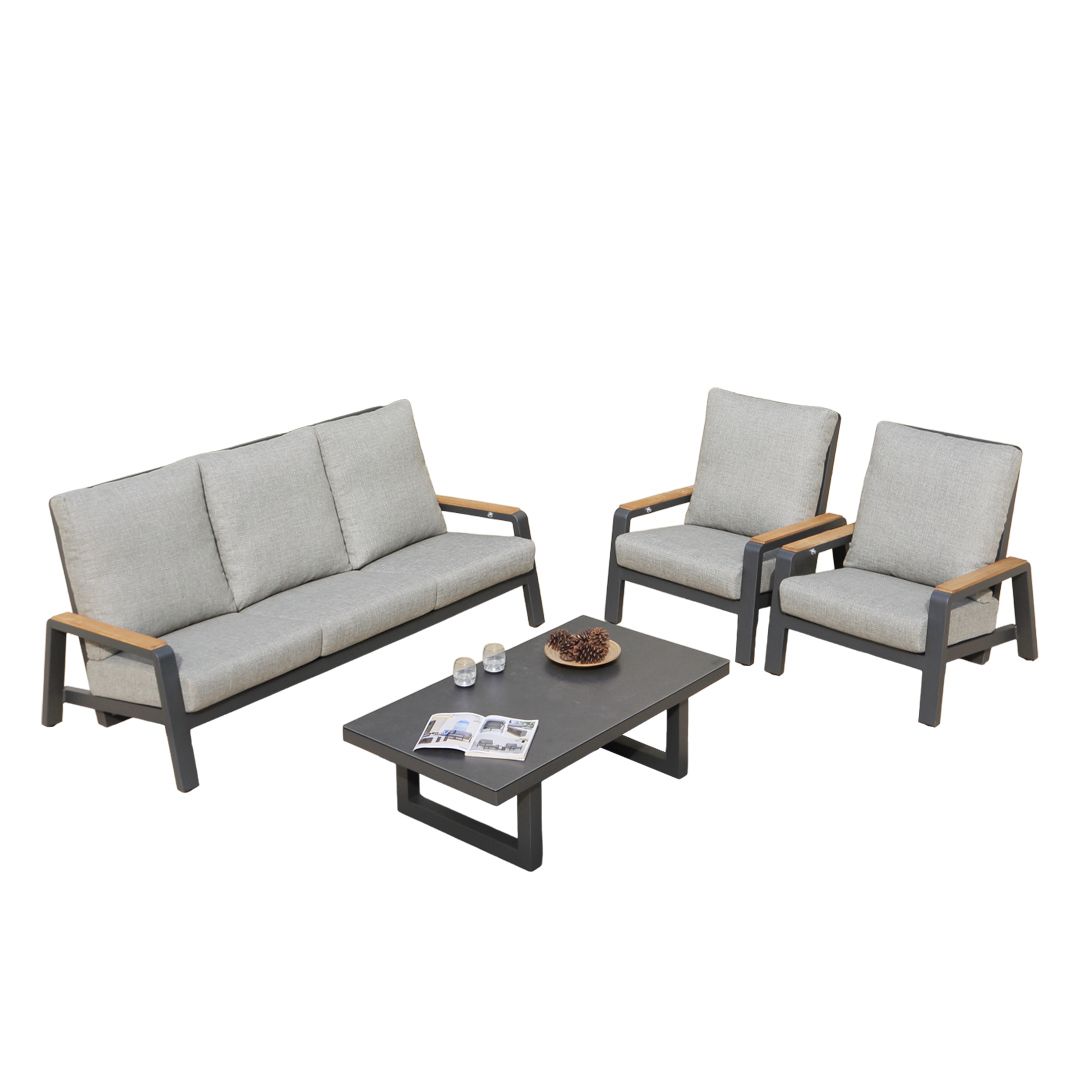 Boston 4.0 4 Pcs Recliner  | Outdoor Lounge Setting | Aluminium & Teak