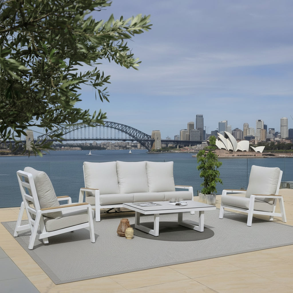 Boston 4.0 4 Pcs Recliner | Outdoor Lounge Setting | Aluminium & Teak