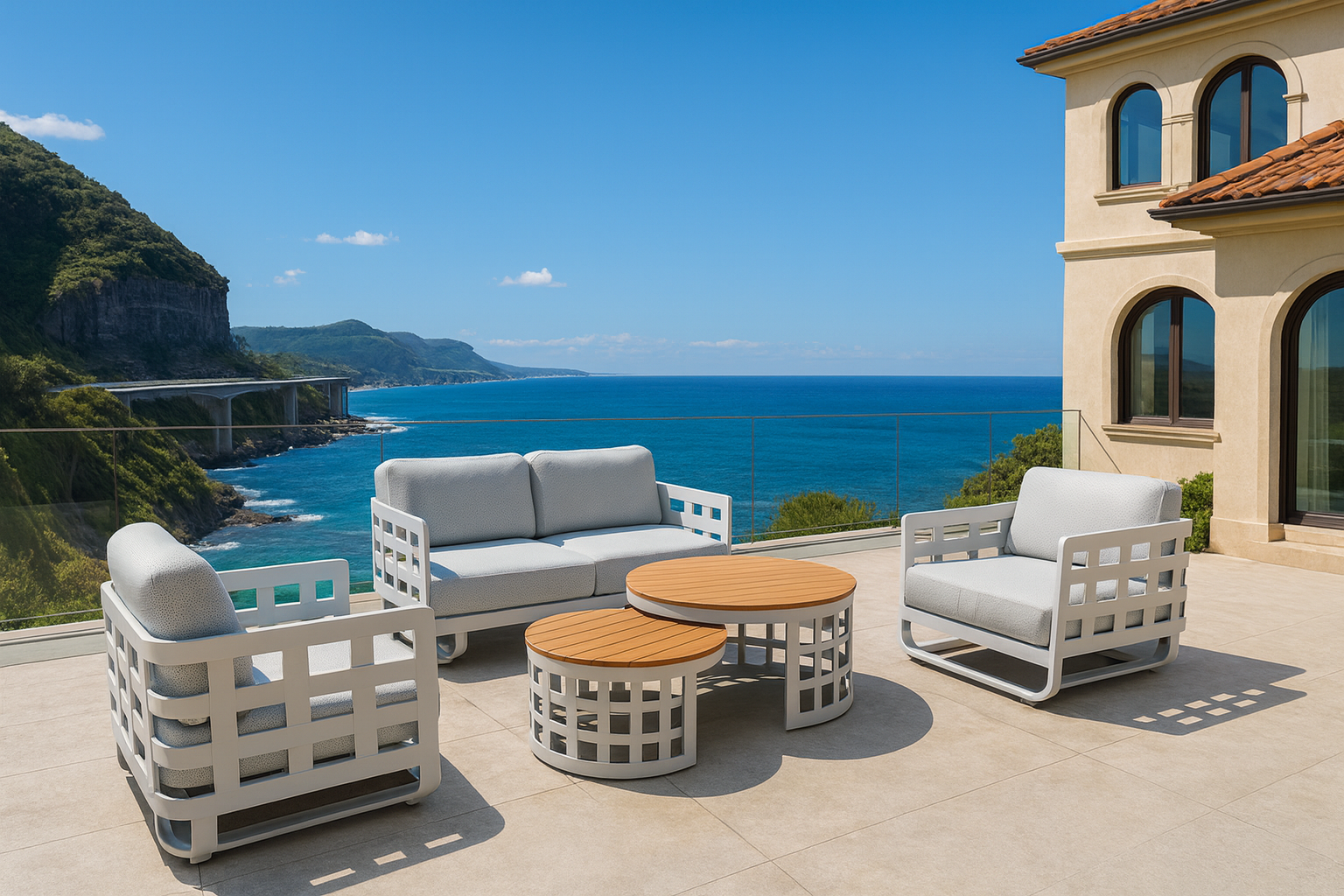 GRE Burberry 2.0 Lounge 5pc Kit/Set (2+1+1+2xCT) - White