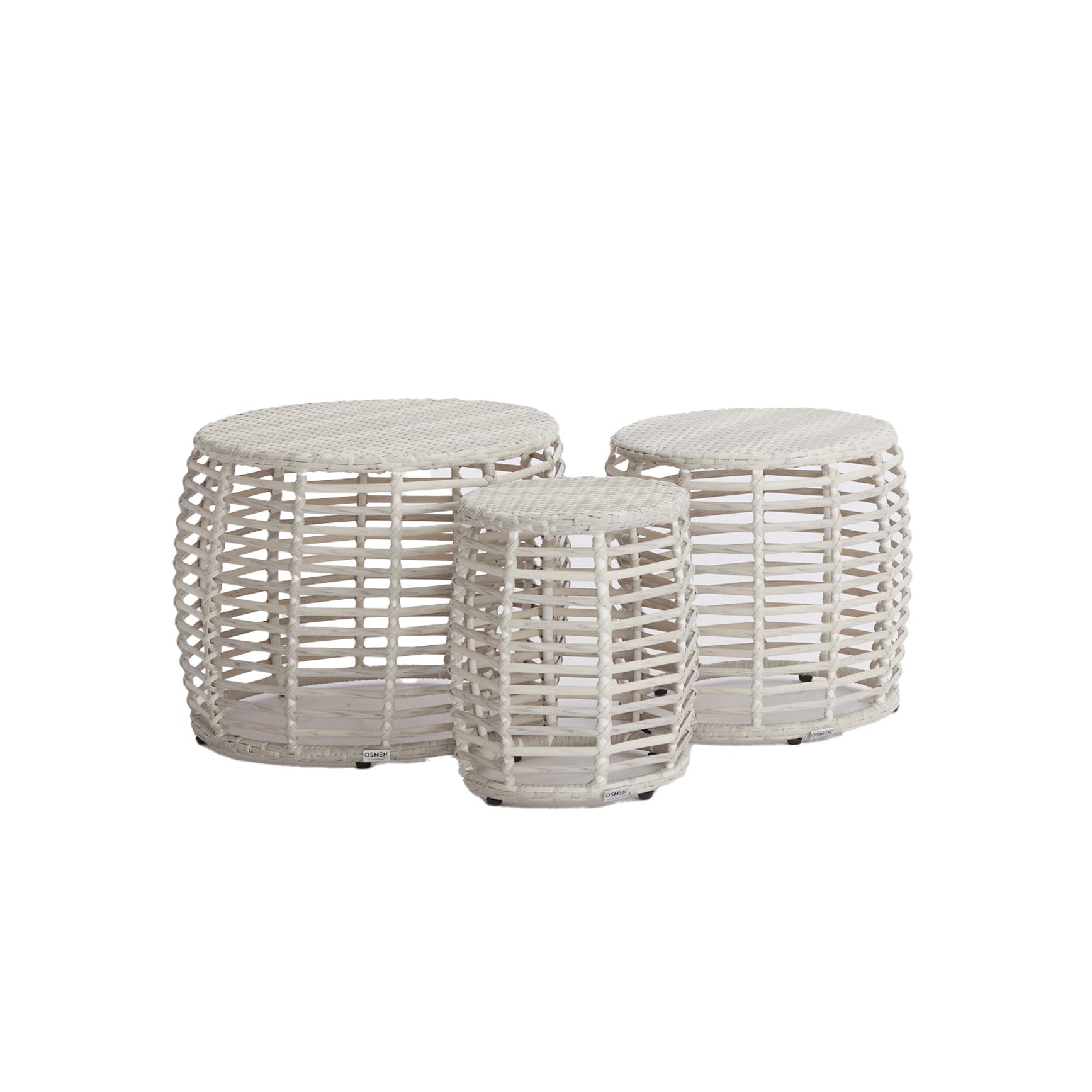Camellia Outdoor Stool Set Cream White