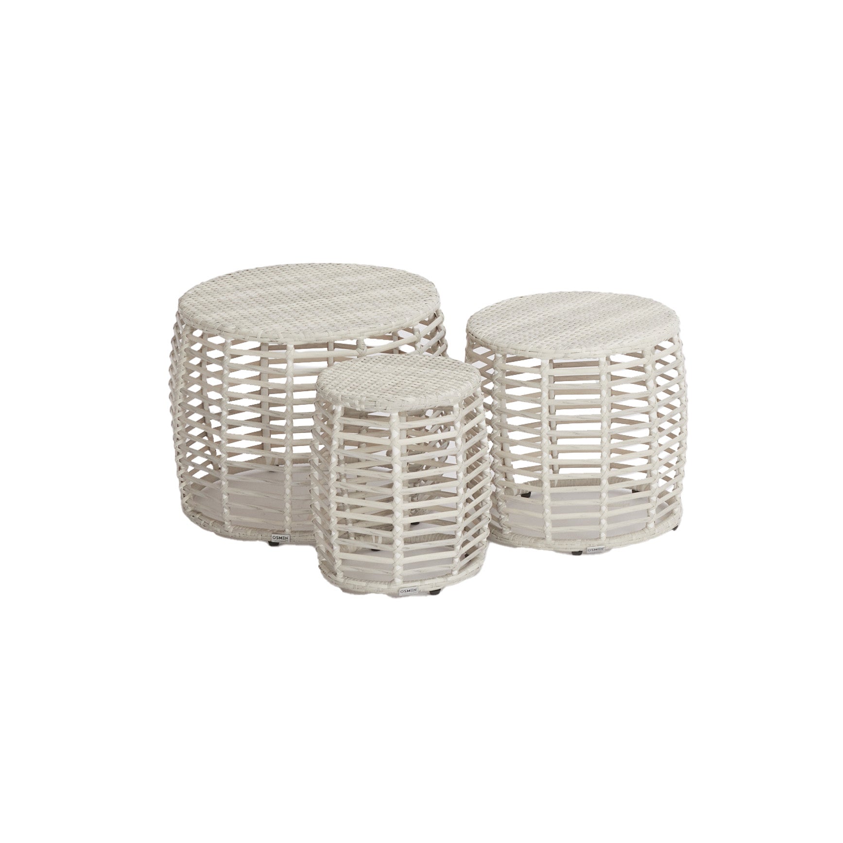 Camellia Outdoor Stool Set Cream White