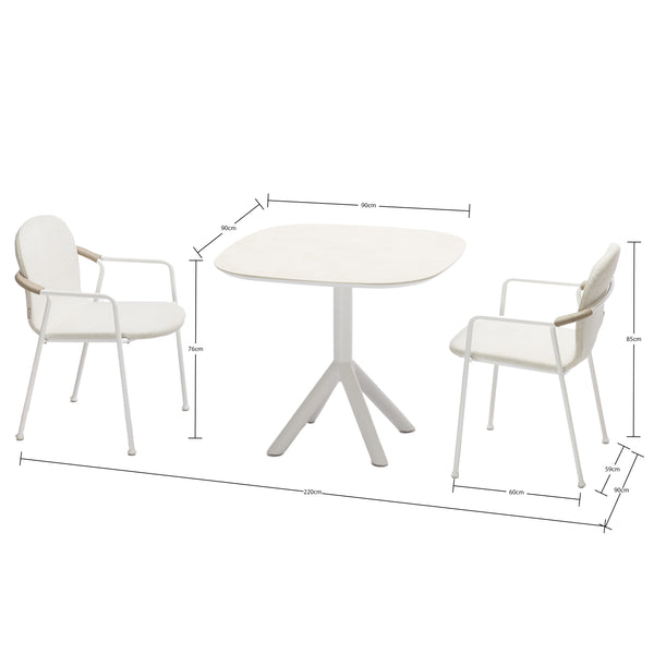 Coral 3 Pc Outdoor Bistro Dining Setting White