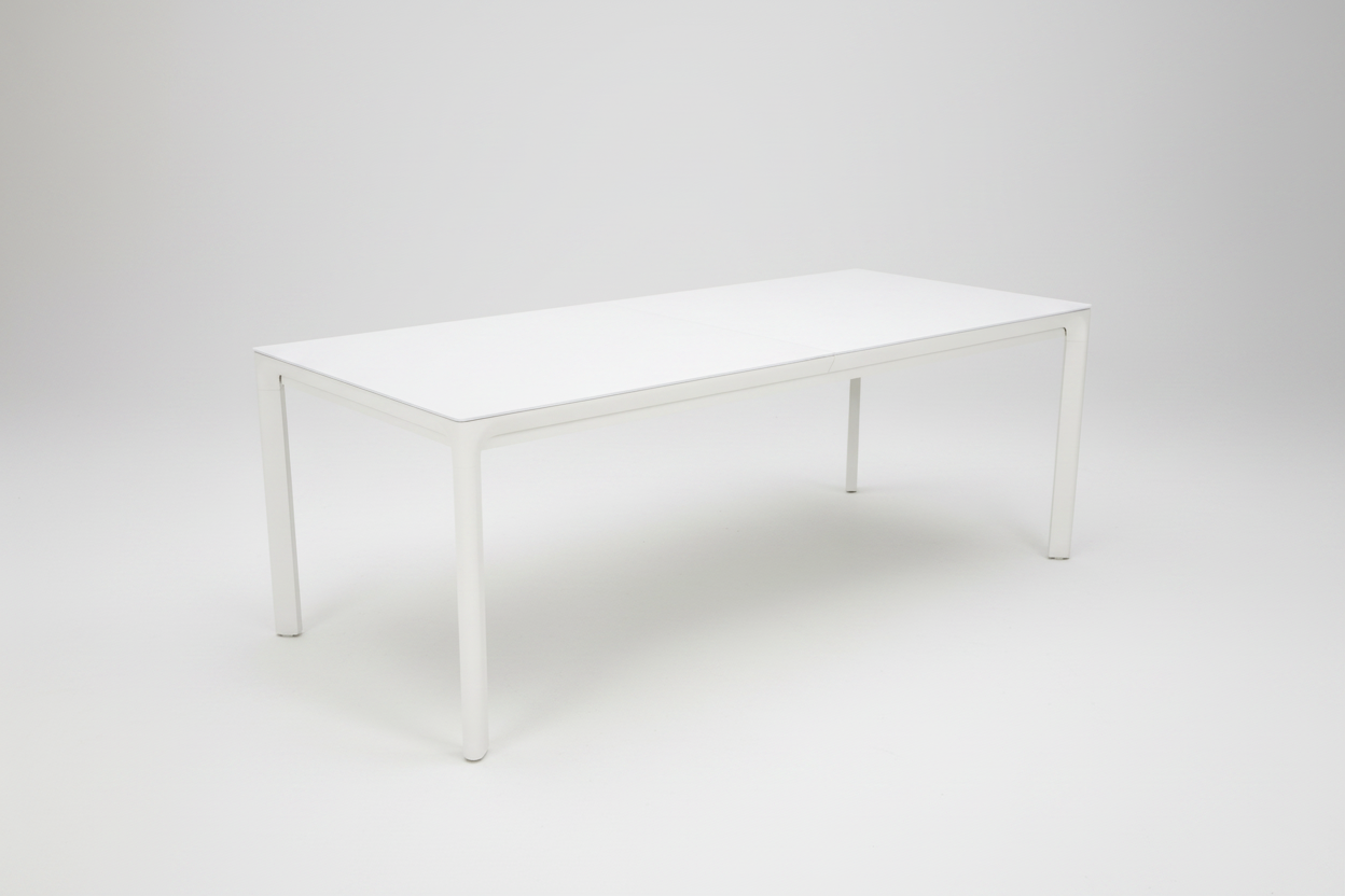 White rectangular table on a white background