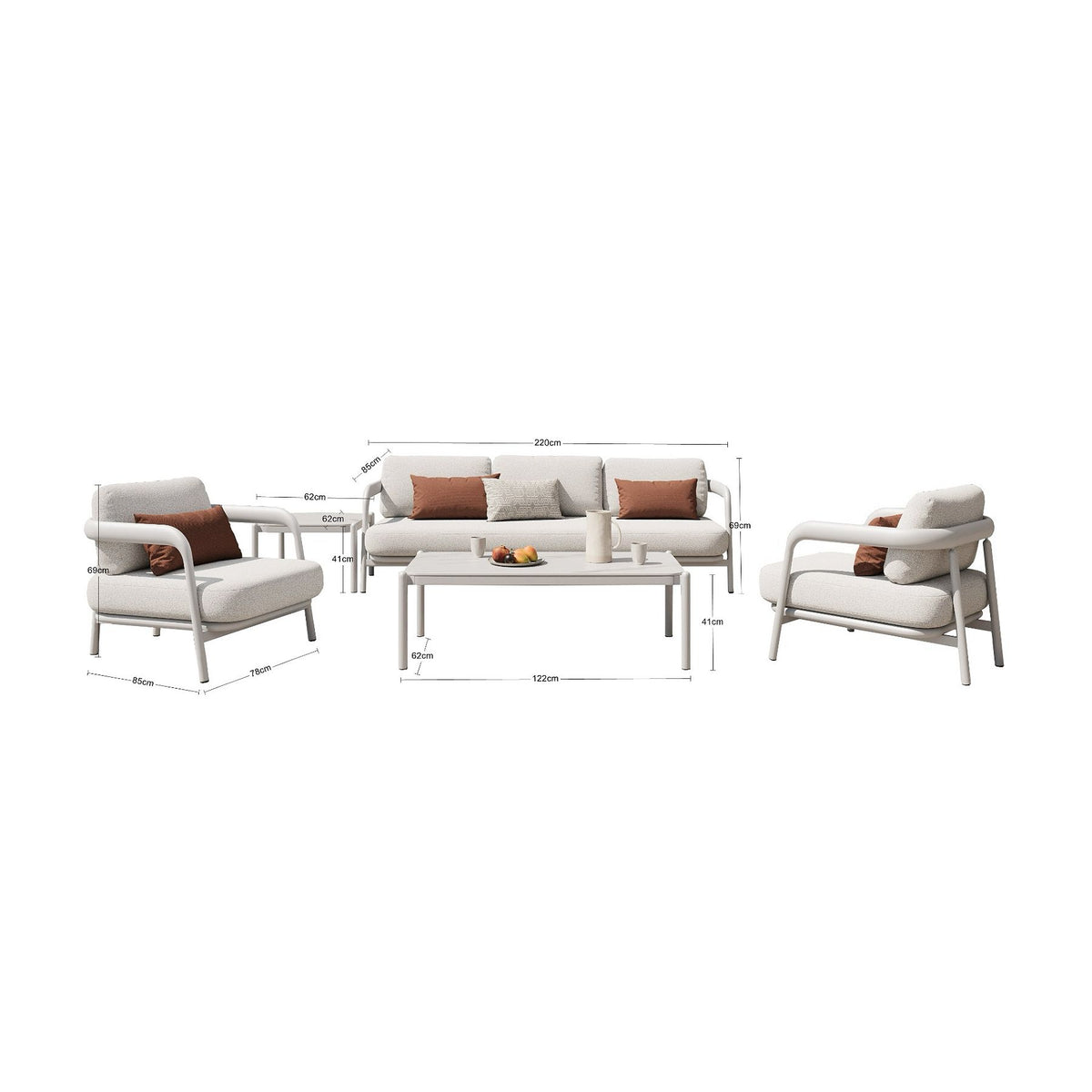 Diamond 4PC Lounge Setting – White (Extended Warranty)