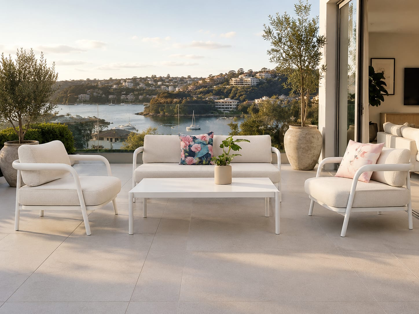 Diamond 4 Pc Outdoor Lounge Setting - White