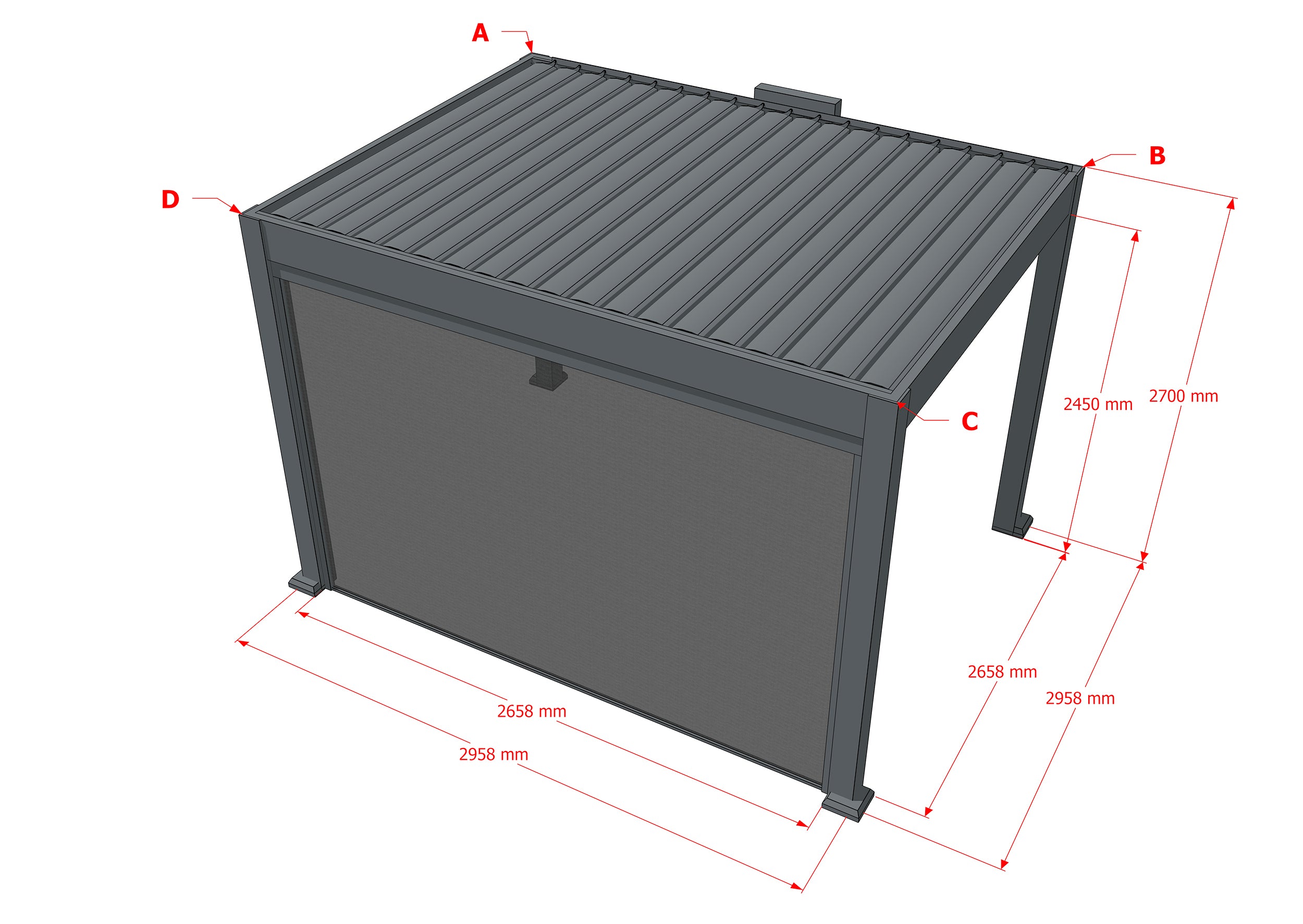 Sun Garden Pavilion Motorised Zip Screen ā 4m Side