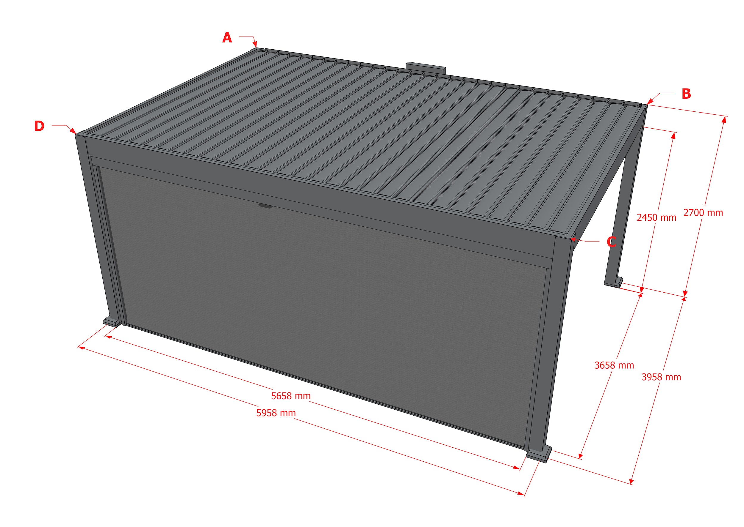 Sun Garden Pavilion Motorised Zip Screen - 6m Side