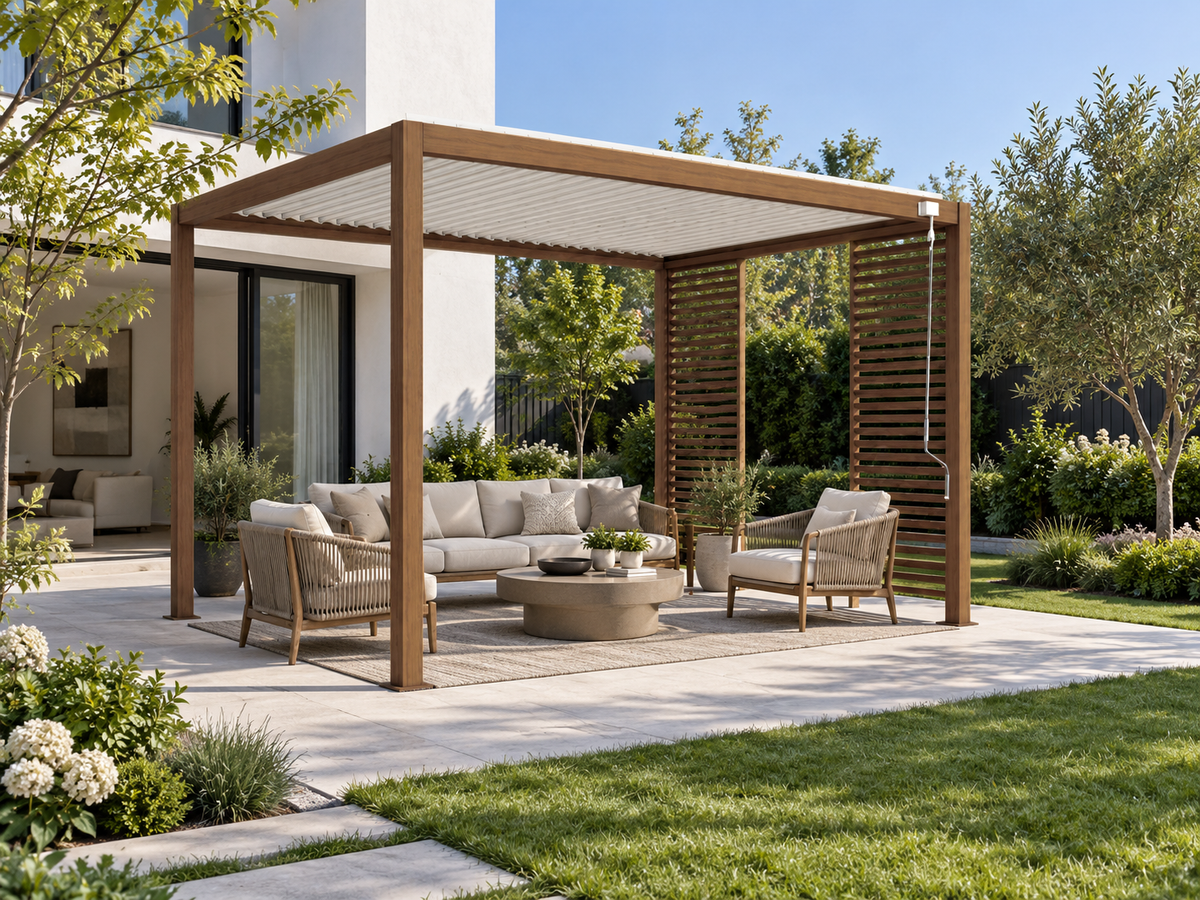 PV Blue Sky(140S) Pergola Timber frame and post with White blade Frame/Body - 4x3x2.5MH