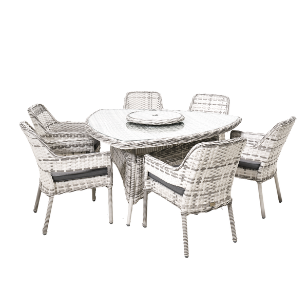 Fremont Outdoor 7 Pc Outdoor Dining Setting Zen White
