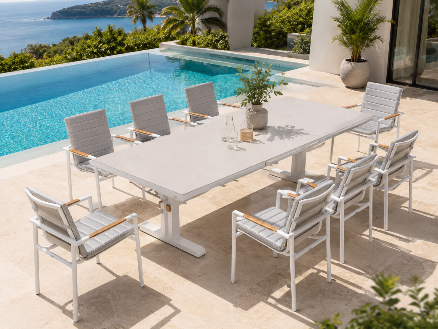 Harbour Bridge(Metro) Pop Up Extension Dining Table 280/360 Sintered stone white/light howard