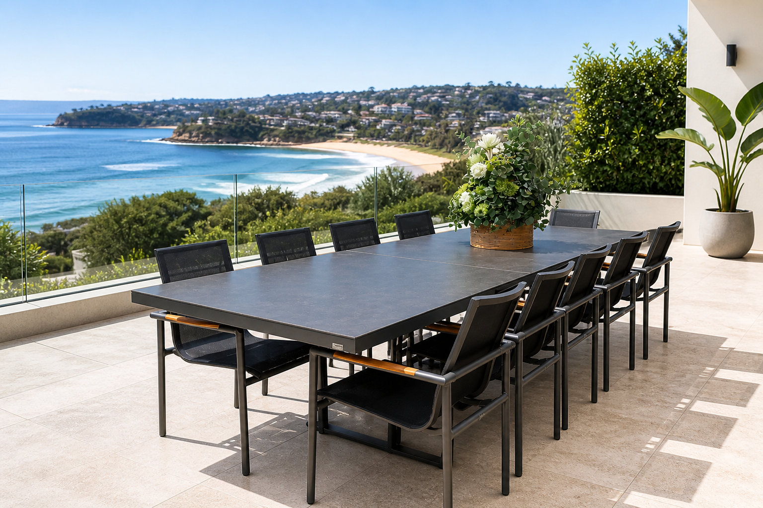 Harbour Bridge ( Metro) Pop-up Extension Dining Table 280/360 Sintered Stone - Charcoal/Dark Vic grey