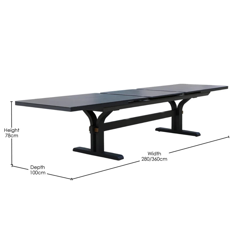 Harbour Bridge Extension 280/360 5PC Dining Kit/Set (Harbour Bridge Ext. + 3x Borba Carver Chairs + Berlin Bench 226) - Charcoal