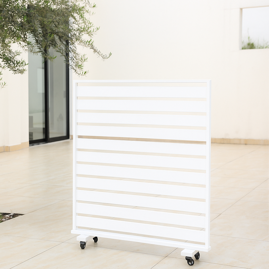 Hobart Privacy Screen – Outdoor Divider on Wheels 120 - White