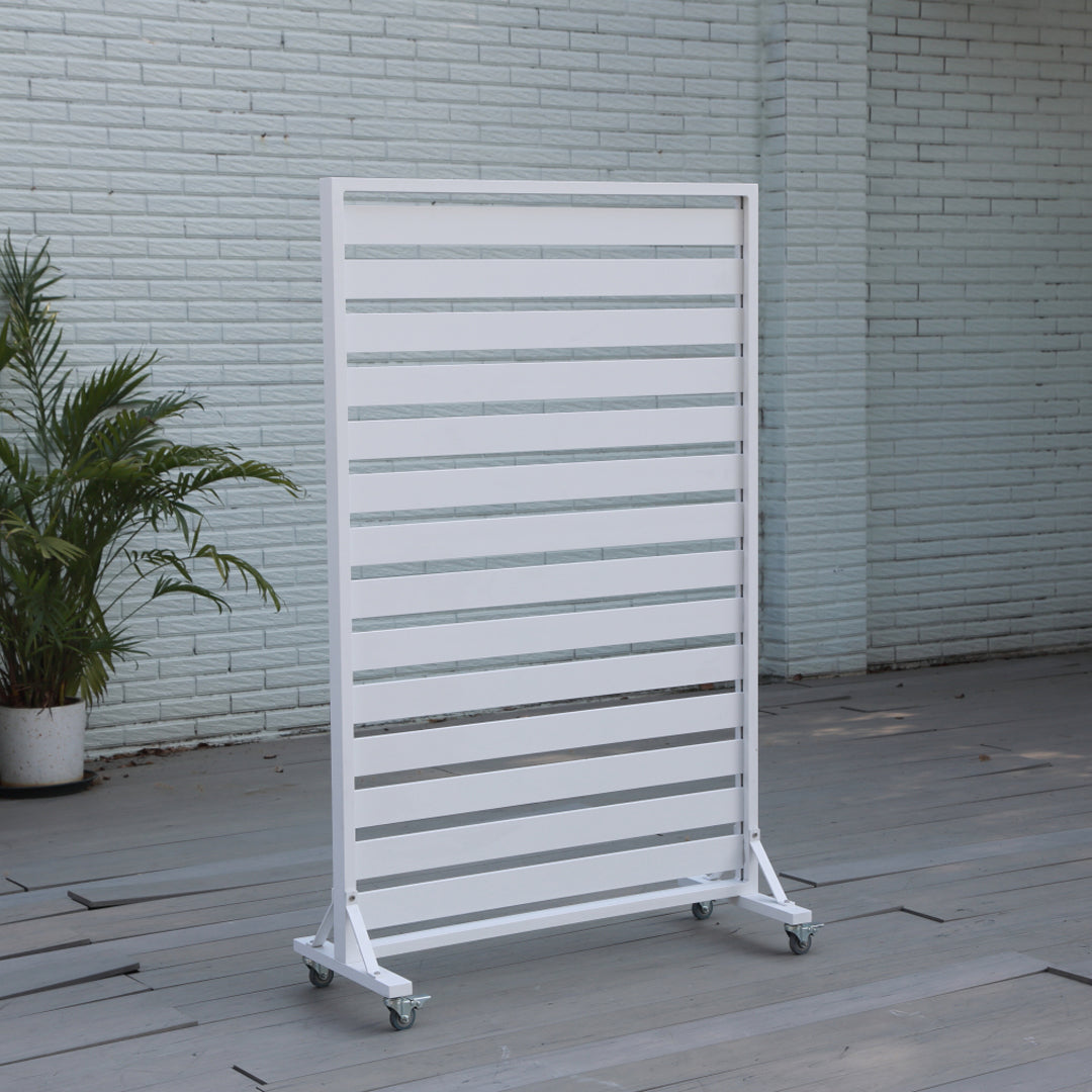 Hobart Privacy Screen – Outdoor Divider on Wheels 159 - White