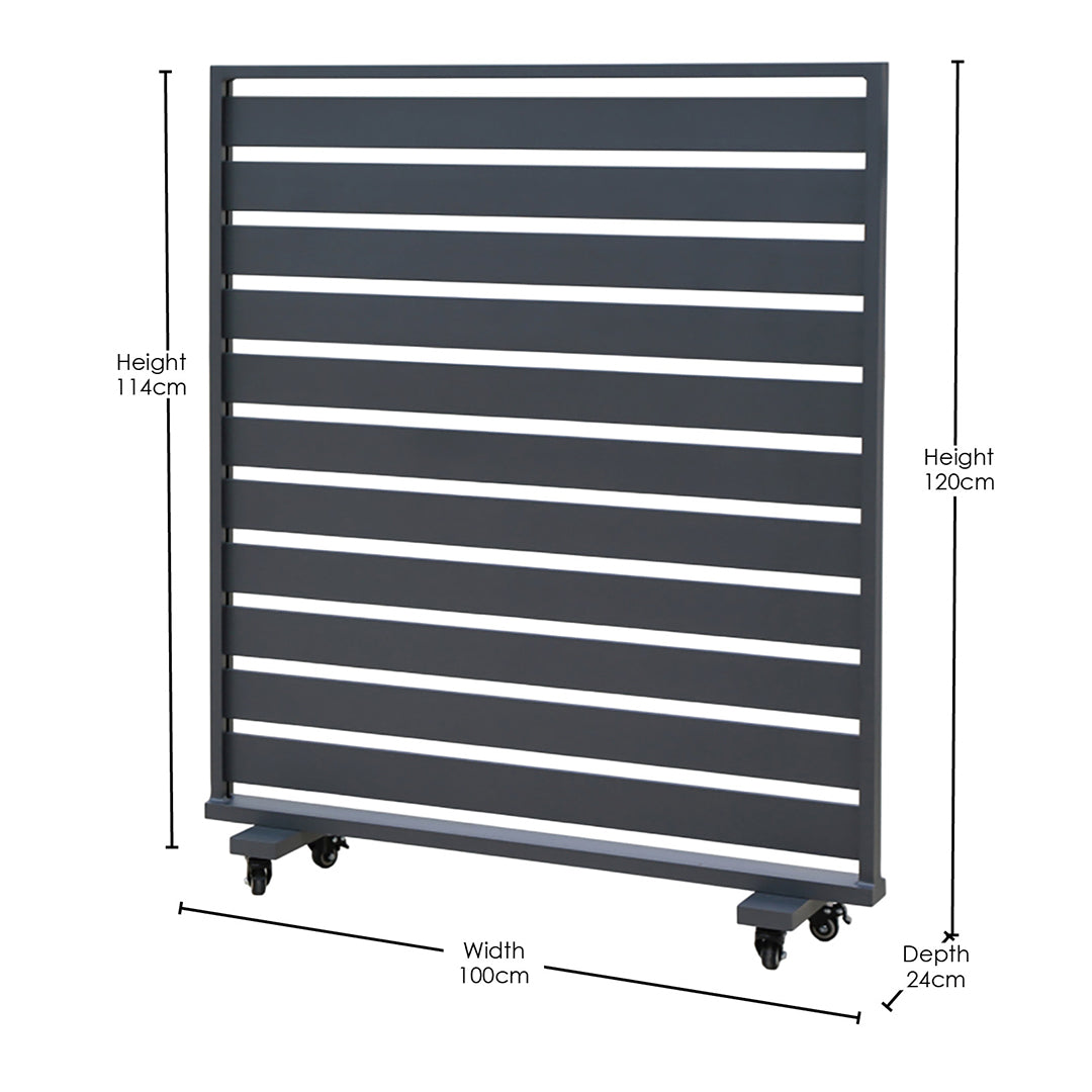 Hobart Privacy Screen – Outdoor Divider on Wheels 120 - Charcoal