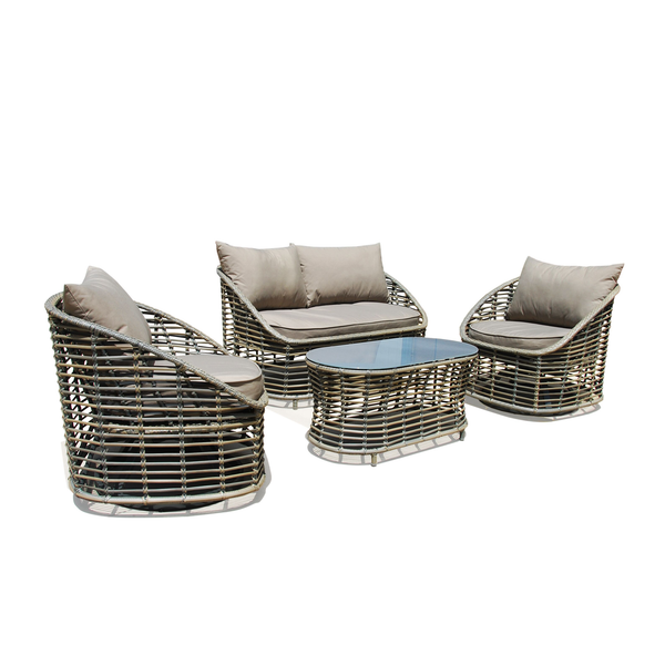 Luca 4 Pc Outdoor Lounge Setting Textured Grey
