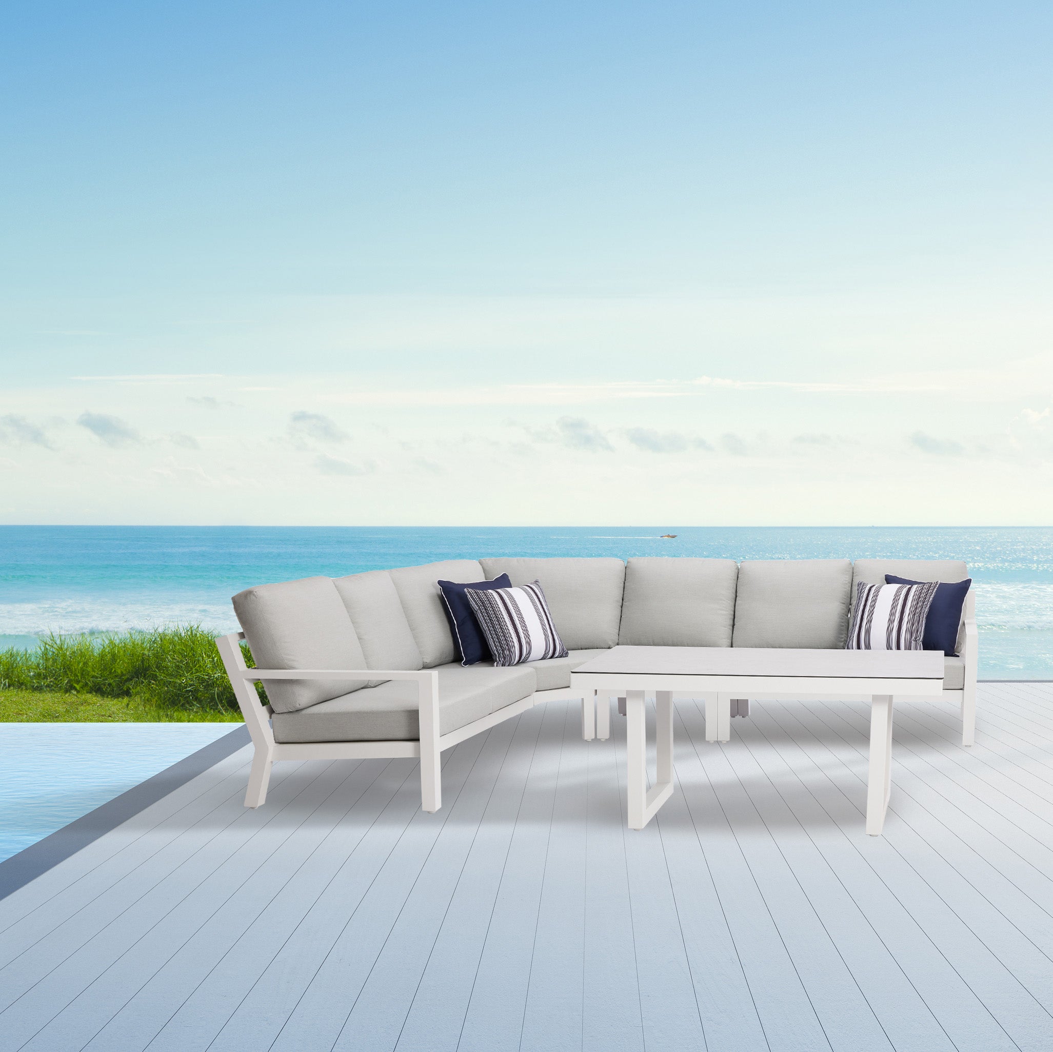 Madrid V3 5 Pc Outdoor Modular Setting White | Charcoal