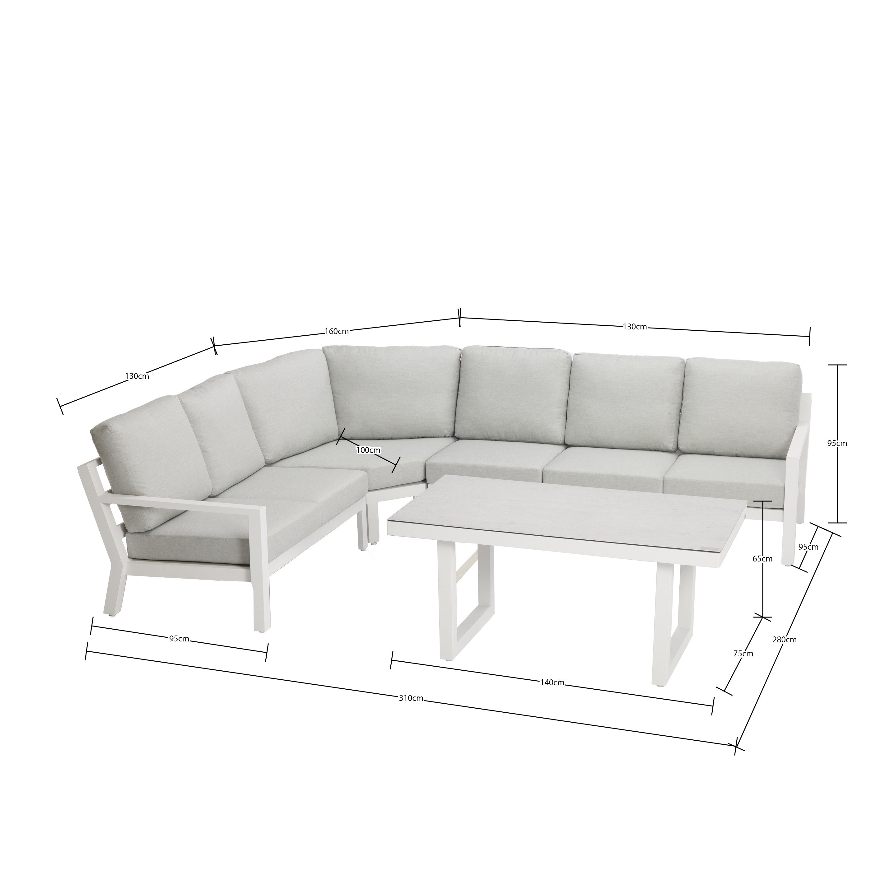 Madrid V3 5 Pc Outdoor Modular Setting White | Charcoal
