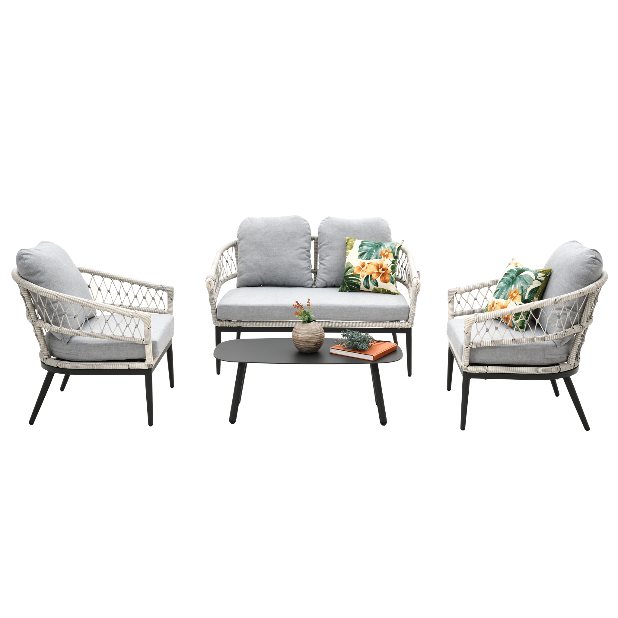 Noosa 4 Pc Outdoor Lounge Setting Zen White