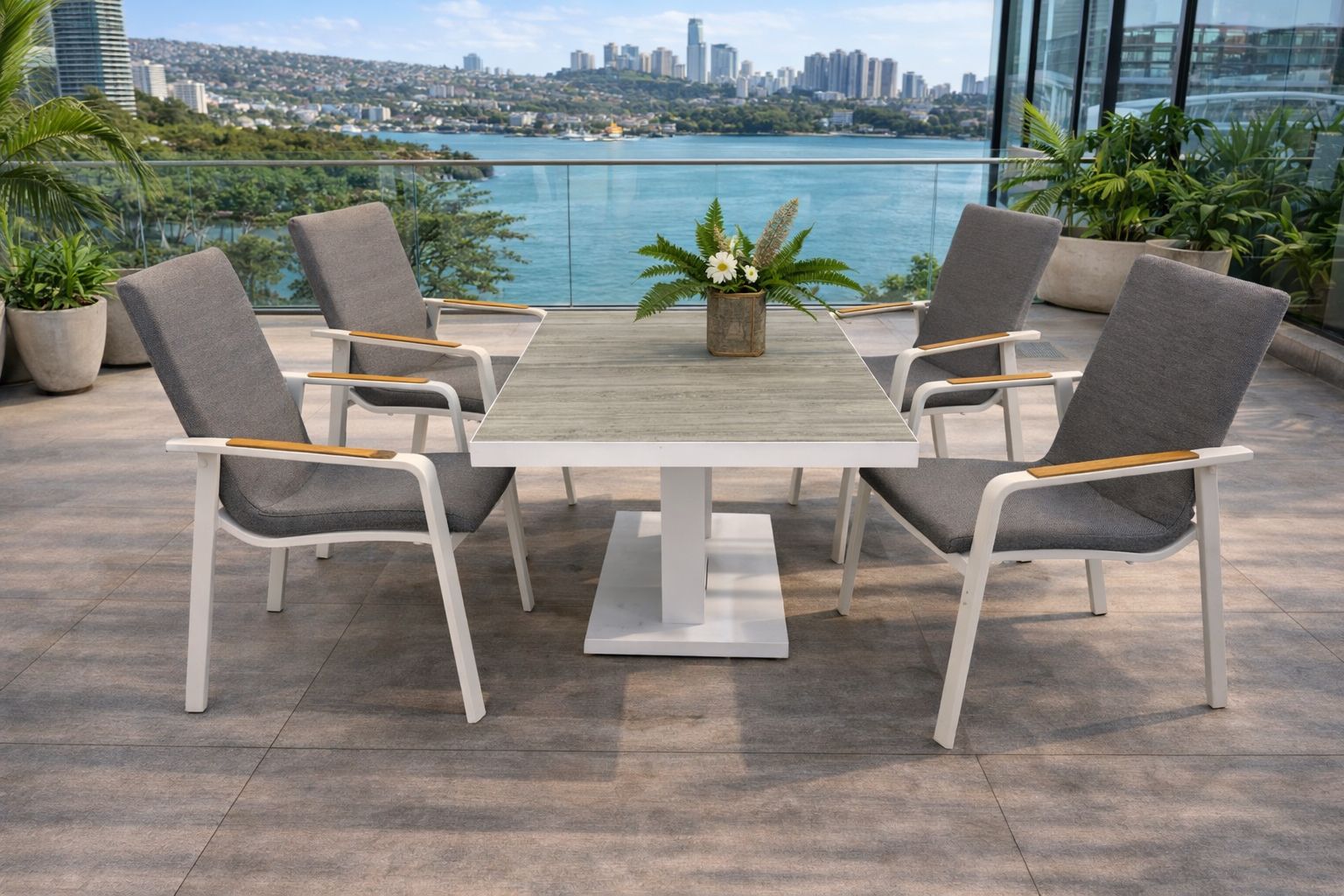 Mayfair Cruz 5pc Outdoor Dining Set - White