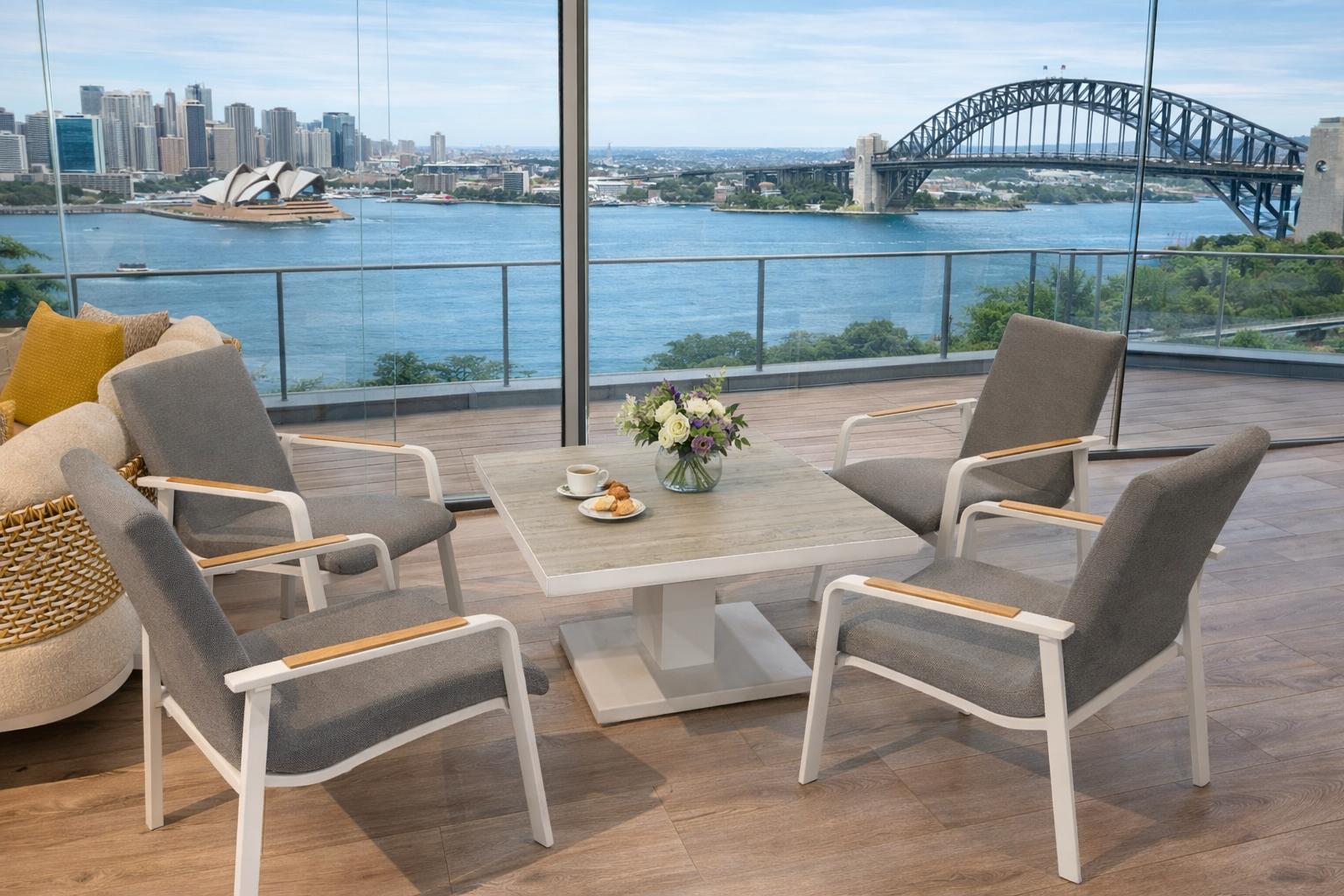 Mayfair Cruz 5pc Outdoor Dining Set - White
