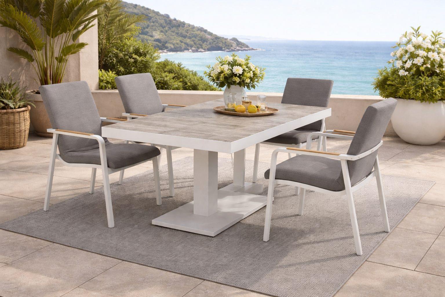 Mayfair Cruz 5pc Outdoor Dining Set - White