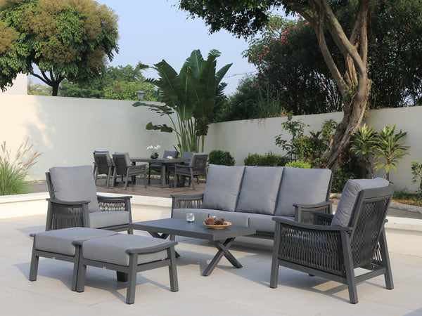 Pearl 6 Pc Outdoor Lounge Setting Charcoal
