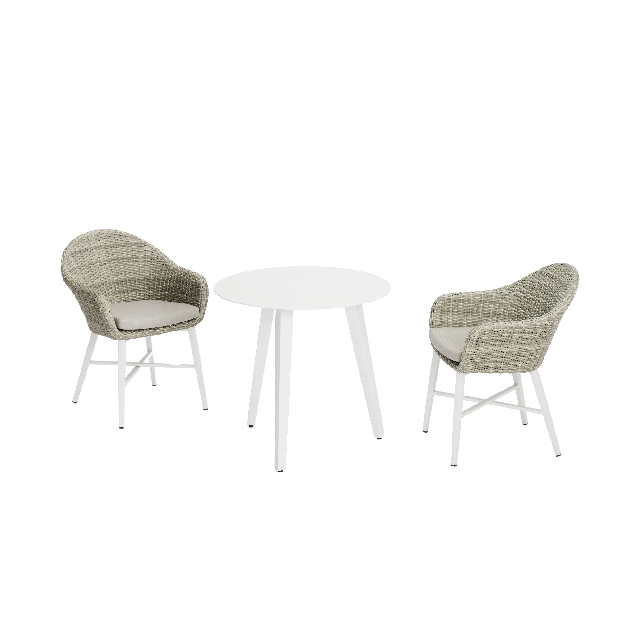 Ravello Carver Chair with Blinca Bistro Table 3 Pc Outdoor Balcony Setting White