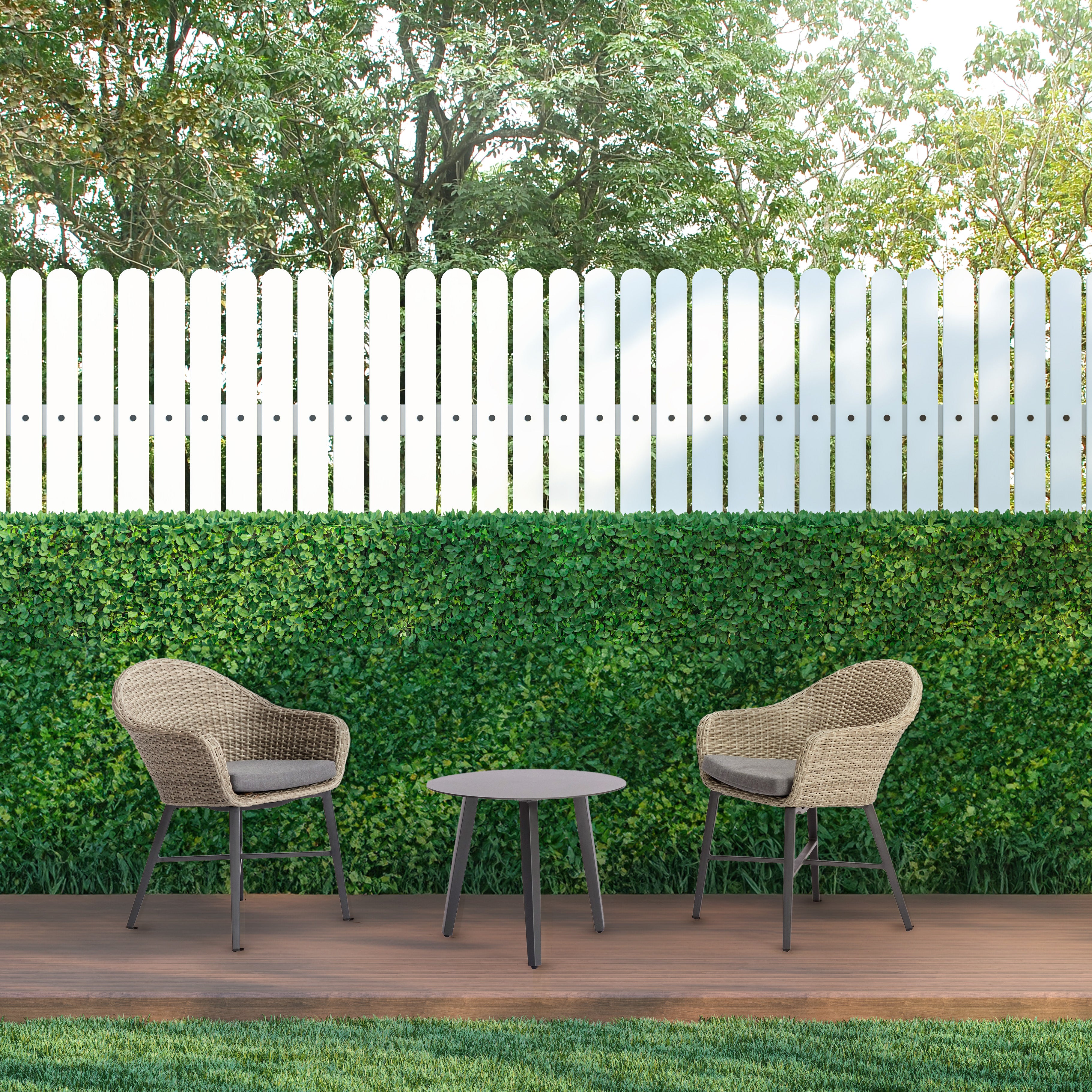 Ravello Carver Chair with Blinca Medium Coffee Table 3 Pc Outdoor Balcony Setting Charcoal