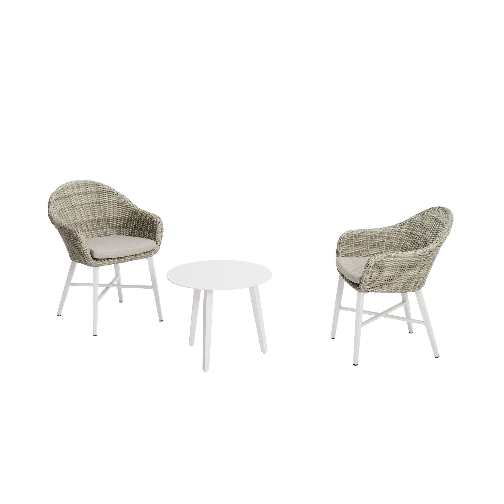 Ravello Carver Chair with Blinca Medium Coffee Table 3 Pc Outdoor Balcony Setting White