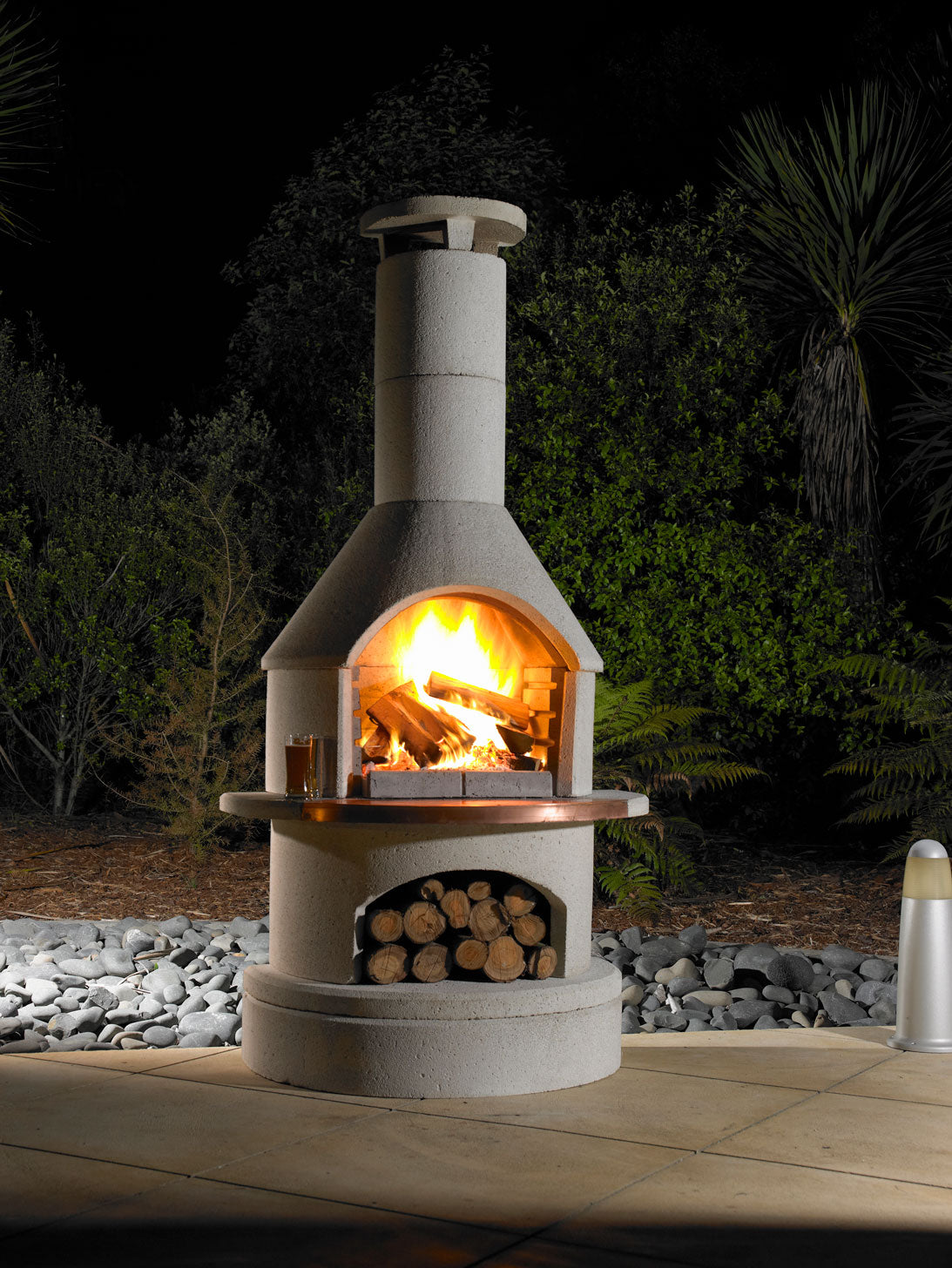 Outdoor Fireplace & BBQ | Rondo (White/Mocca/Grey)